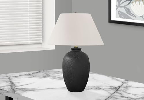 Monarch Specialties 9721 Lightingtable Lamp, Black Ceramic, Ivory/Cream Shade, Modern Lighting-24 H Table, 17&quot; L X 17&quot; W X 24&quot; H
