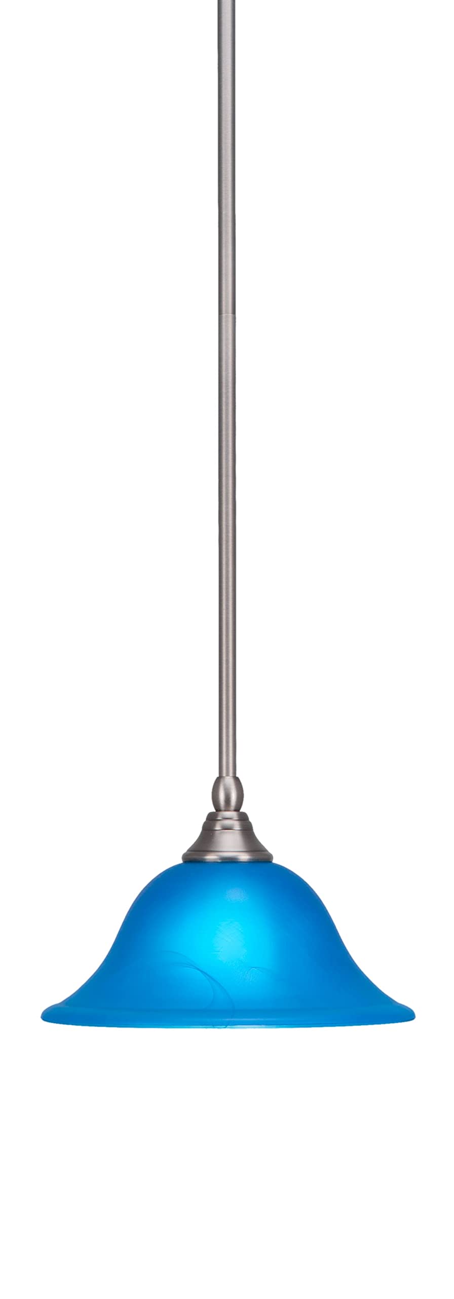 Toltech Lighting 23-Bn-435 10-Inch Stem Mini-Pendant Light Brushed Nickel Finish With Blue Italian Glass