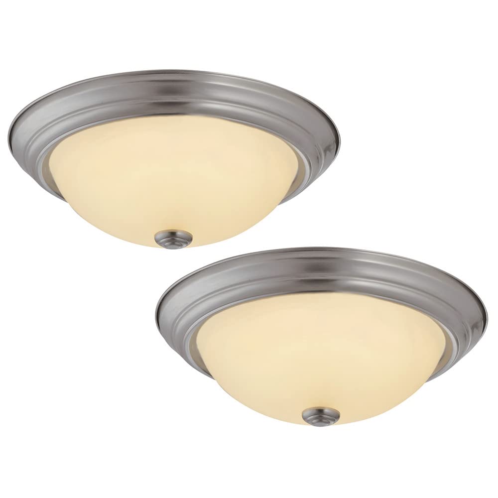 Design House Travis 13 Inch Integrated Led Ceiling Light 2-Pack, Bedroom Hallway Kitchen Bath, Satin Nickel, 579193