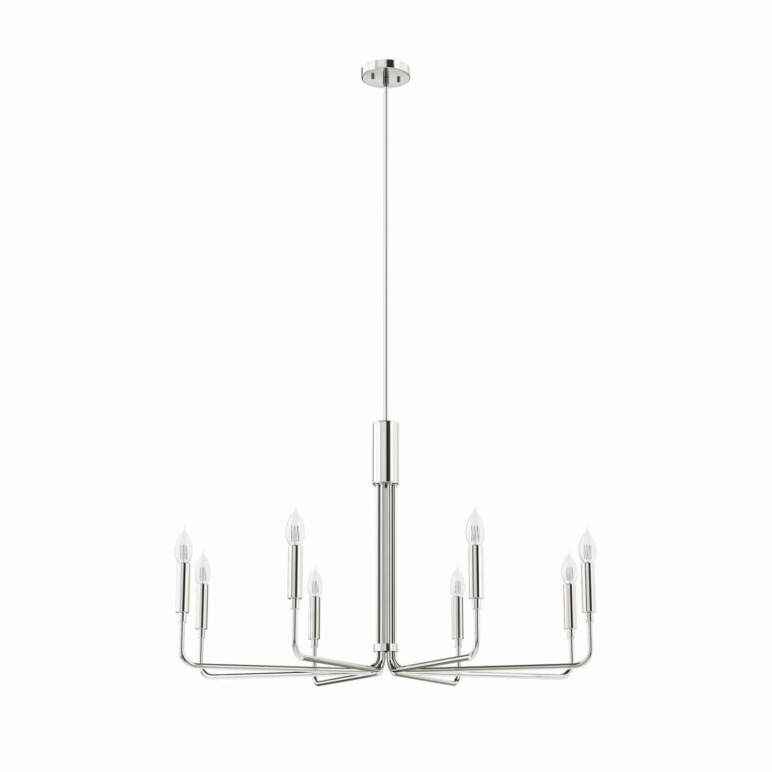Modway Rekindle 8-Light Chandelier In Polished Nickel, Silver, 25 X 47.5 X 77.5