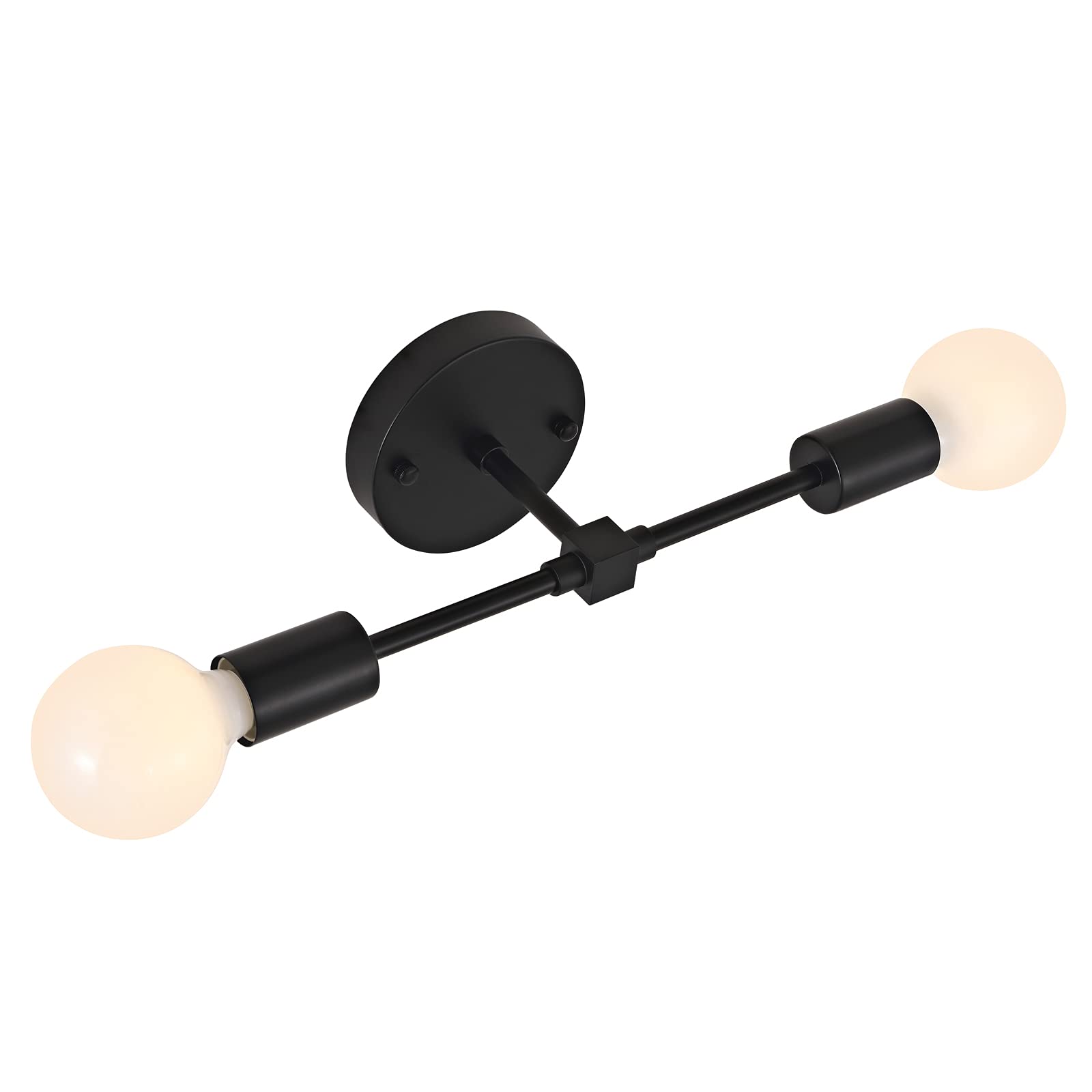 BAODEN 2-Lights Matte Black Bathroom Vanity Wall Sconce Modern Industrial Wall Lamp Pole Wall Mount Lighting Fixture(Black Color