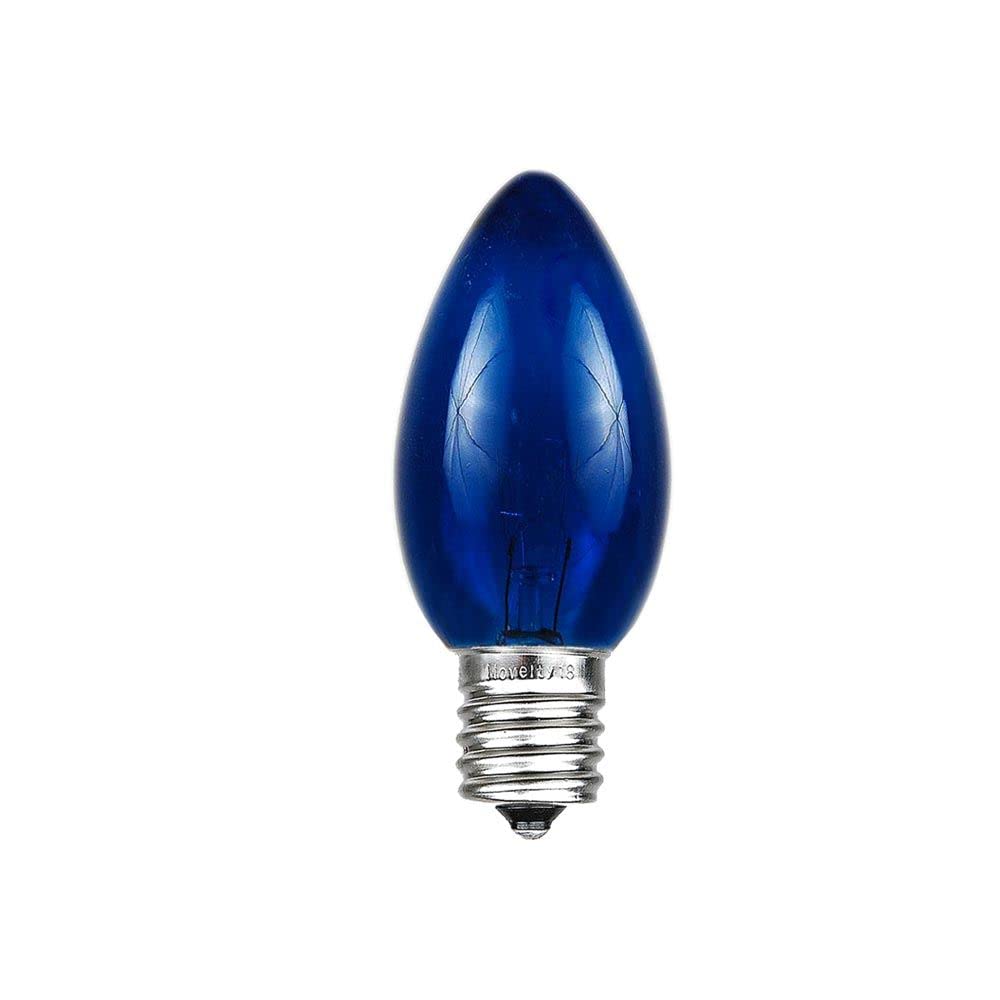 Novelty Lights C7/E12 Incandescent Replacement Bulbs - 5 Watt, Blue, 25 Count, Glass for Outdoor Events and Holiday Parties
