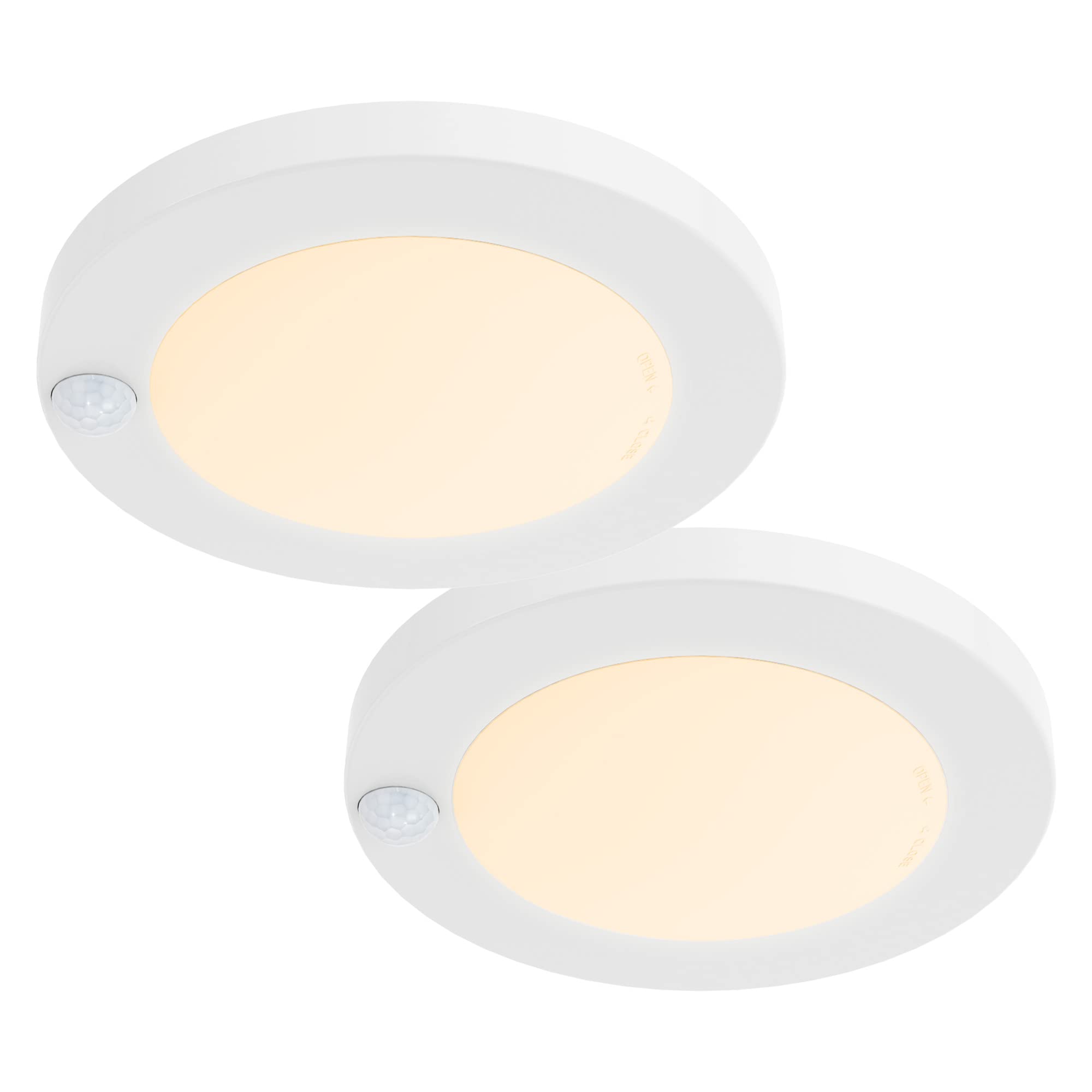 Zago Led 6" 120 Volts Closet Light Wired, Pir Motion Sensor Ceiling Disc Light, 15W, 1100 Lumens, Cri>80, 3000K Warm White For Closet, Laundry, Garage, Pantry, Wet Location, Etl, White, 2 Packs