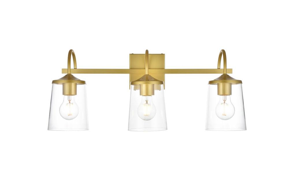 Living District Avani 3-Light Iron & Glass Bath Sconce in Brass and Clear