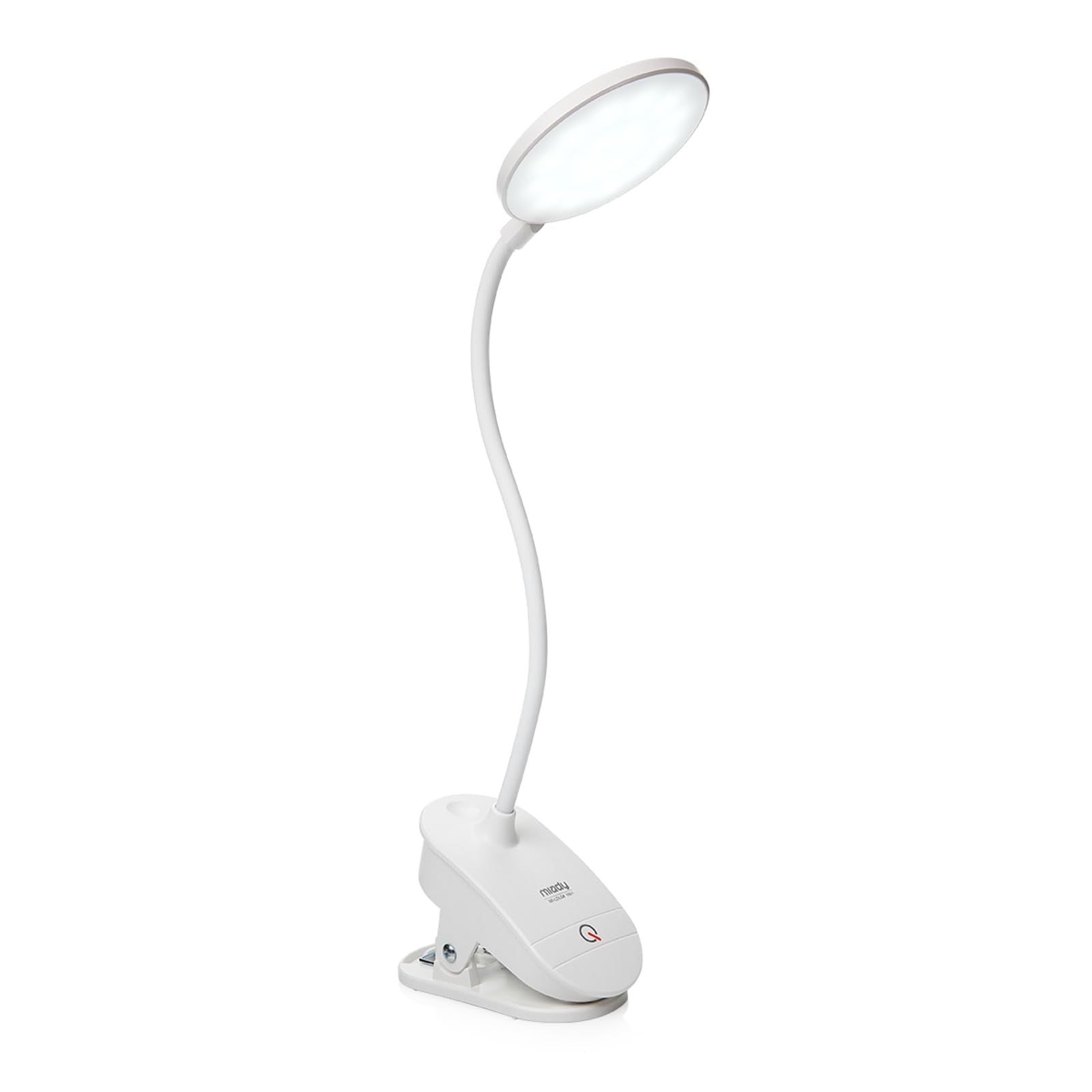 Miady Clip On Lamp,Battery Powered Reading Lamp,Clip On Light For Bed Clip On Battery Light With 3 Brightness Level,Usb Recharge