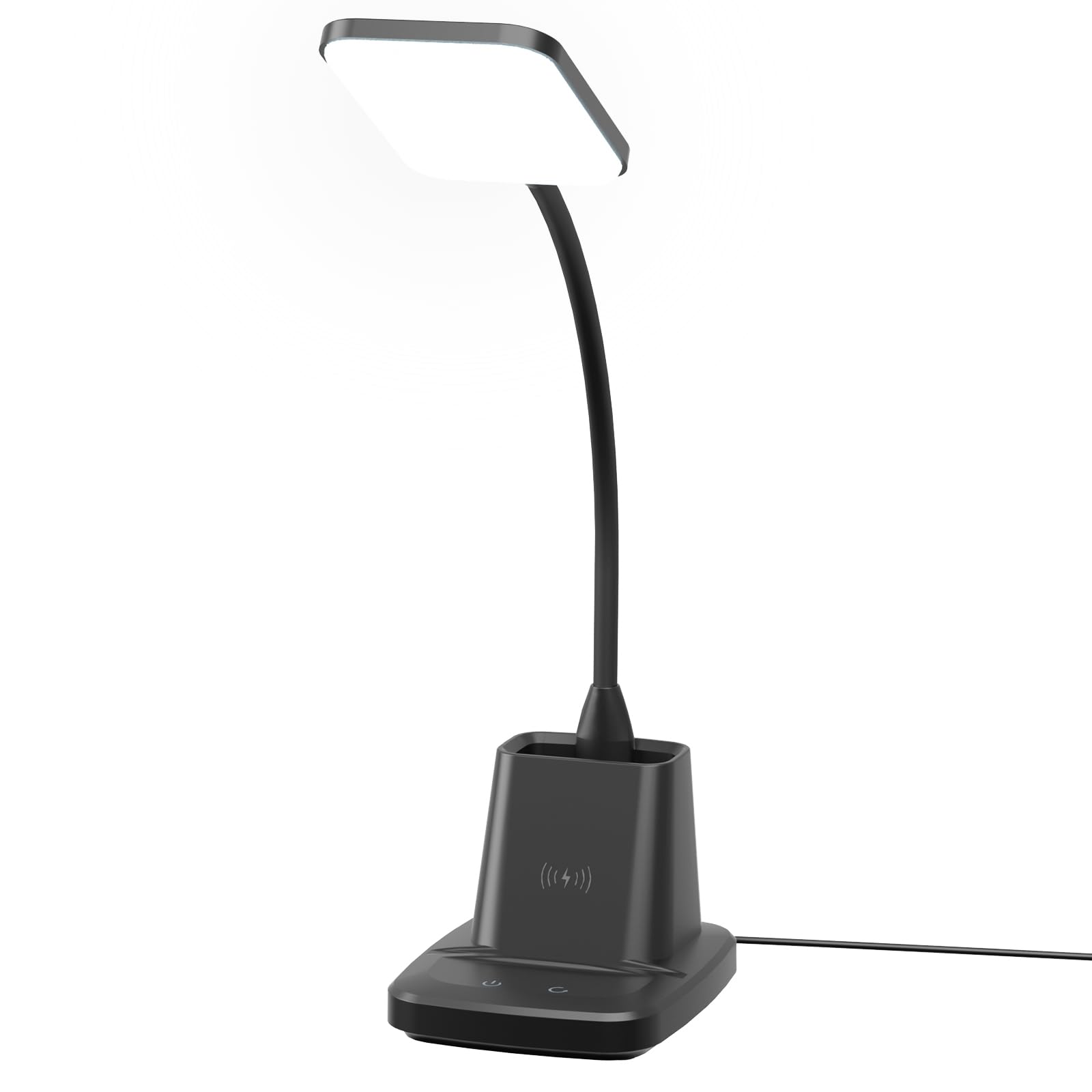 Sailstar LED Desk Lamp with Wireless Charger, 3 Color Modes, Stepless Dimming, Black, Acrylic, 800 Lumen, Ideal for Home Office and Dorm Room