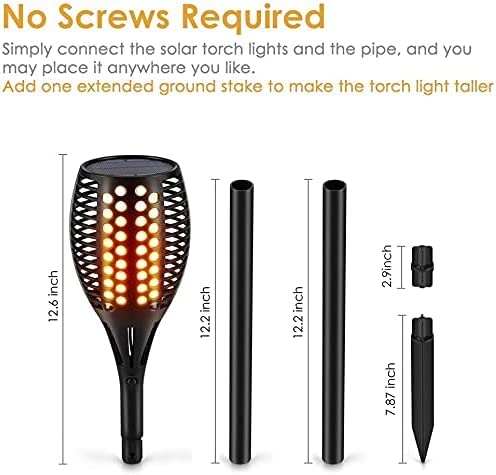 Aityvert Upgraded Large Solar Torch Lights, 43&quot; Waterproof Outdoor 96 Led Dancing Flames Lights, Flickering Flames Garden Lights, Auto On/Off Landscape Decoration Pathway Patio Driveway Lighting (8)