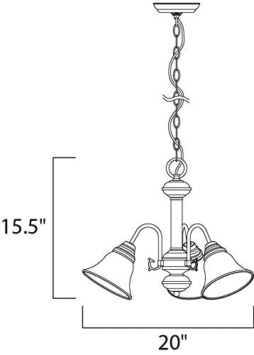 Maxim Three Light Chandelier, Satin Nickel, Iron, 20x15.5 Inches, Model 2697FTSN