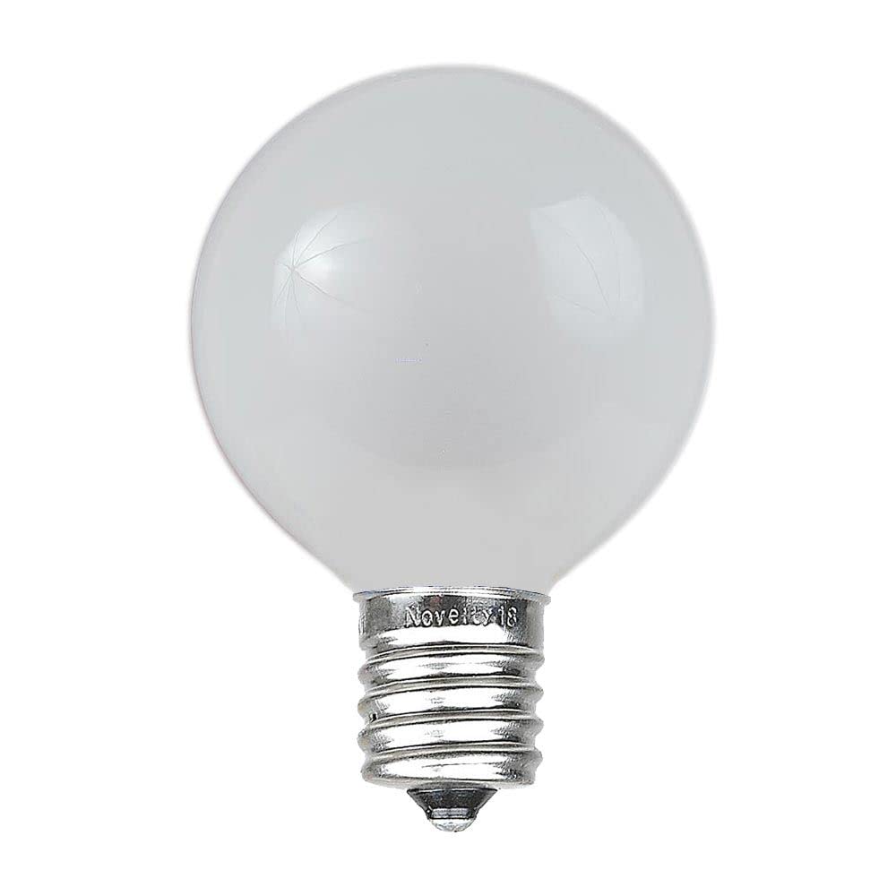 Novelty Lights 5 Pack G50 Outdoor Patio Globe Replacement Bulbs, Frosted White, E17/C9 Intermediate Base, 7 Watt