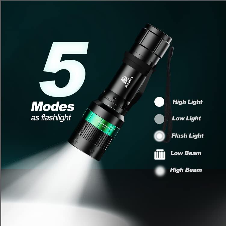 RoadHero Traffic Wand 2 Pack - 11 Inch LED Flashlight Baton, Orange Safety Wands, 5 Flashing Modes for Airport & Parking Control