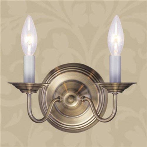 Livex Lighting 5018-01 Williamsburg 2-Light Wall Sconce, Antique Brass