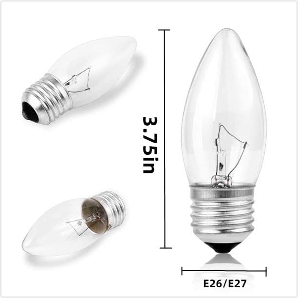 60W Incandescent Torpedo Tip Chandelier - 60W Equivalent Medium E26 Candelabra, Tipincandescent Clear Dimmable Light Bulbs And M