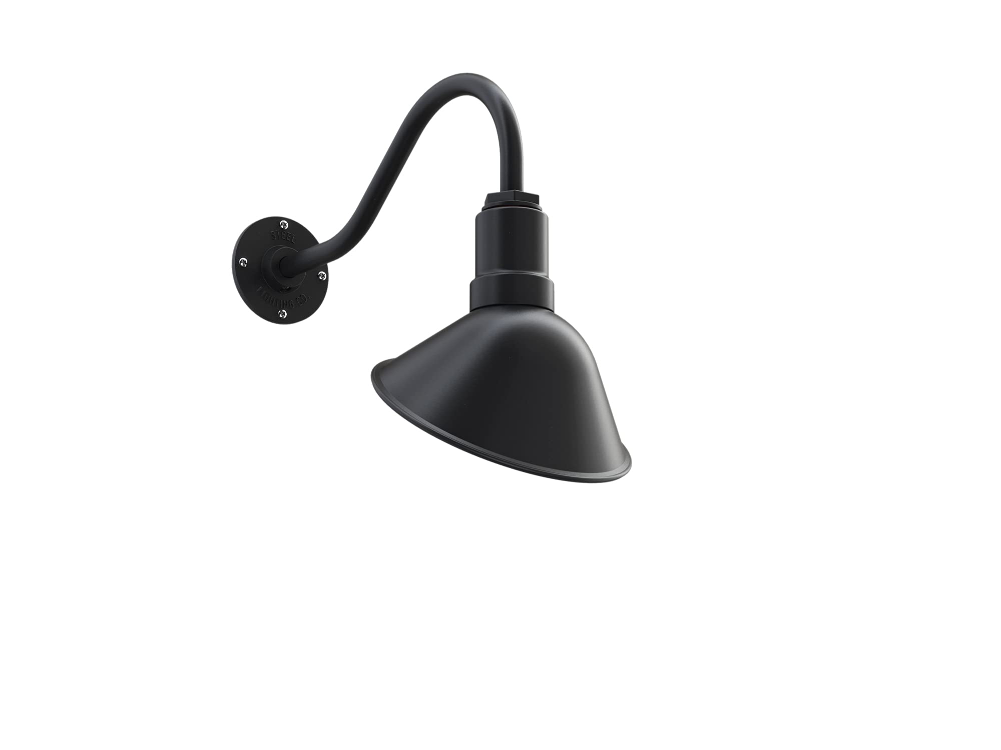 Steel Lighting Co. Venice Store Sign Light | Outdoor Accent | 9in Dome | 16in Gooseneck | Matte Black/White