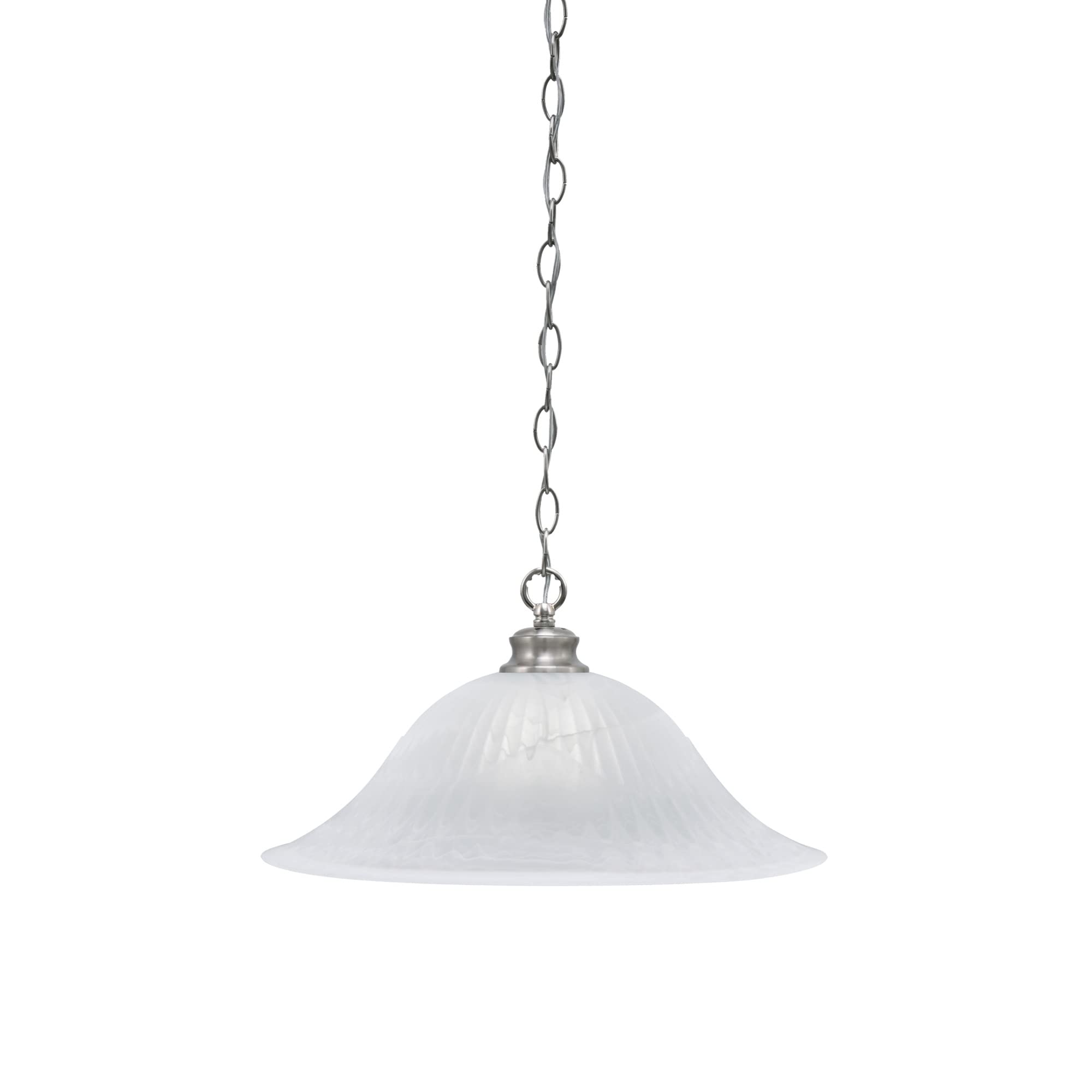 Toltec Lighting Chain Hung Pendant Shown in Brushed Nickel Finish with 20&quot; White Alabaster Glass