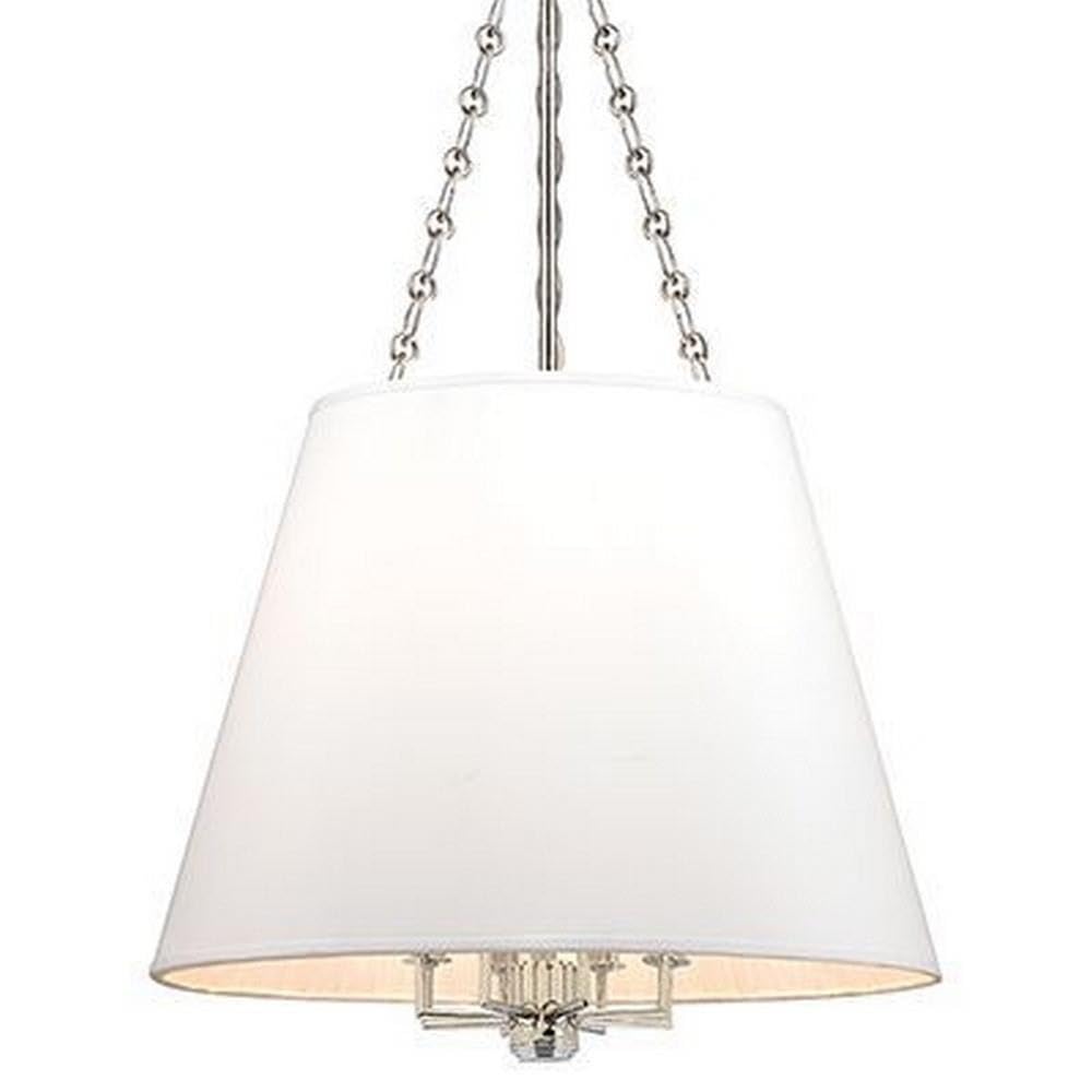 Hudson Valley Lighting 6422-PN Burdett - Eight Light Pendant, Polished Nickel Finish with White Faux Silk Shade, 22