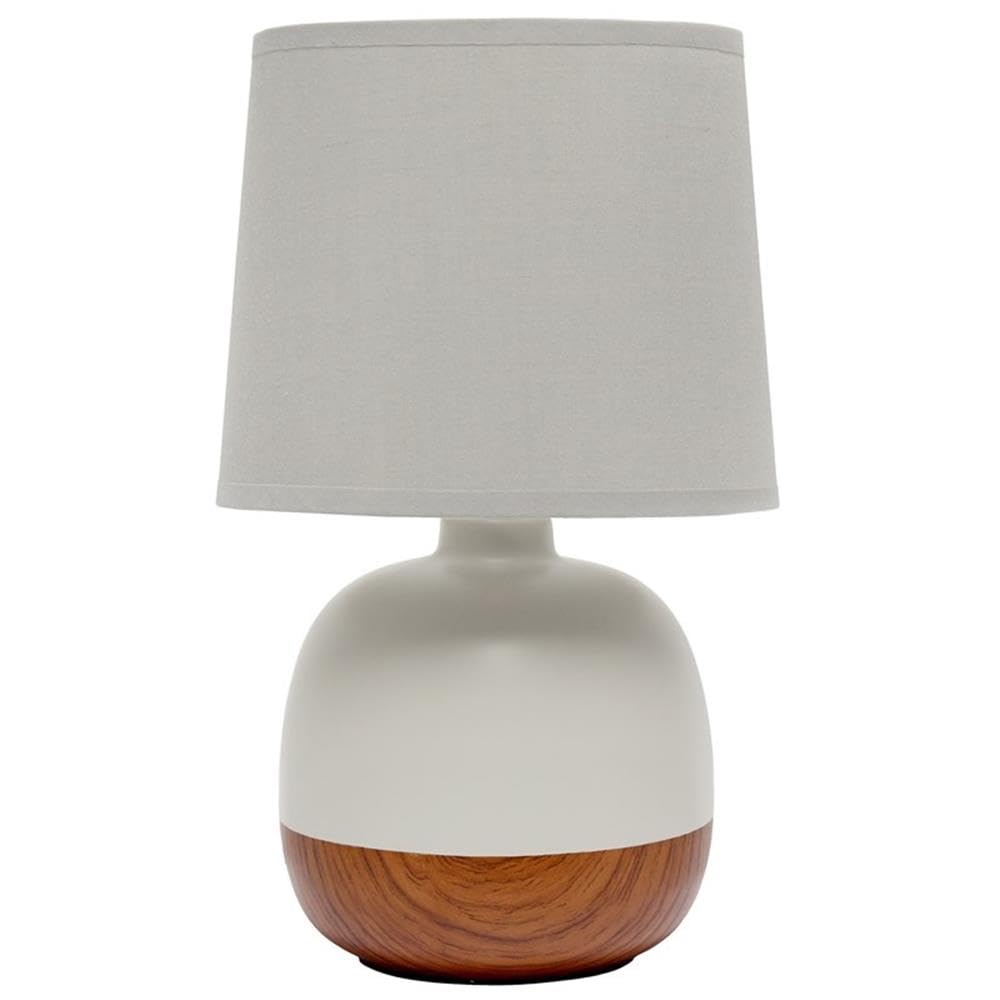 Simple Designs Lt2078-Dwg Petite Mid Century Table Lamp, Dark Wood And Light Gray
