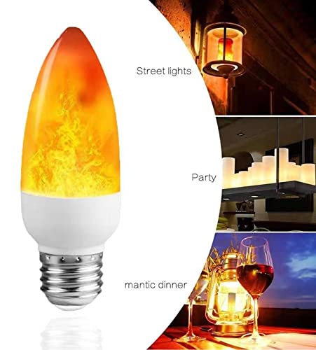 Dervacle LED Flame Effect Light Bulb E26, 4W Warm Yellow, Flickering Candelabra Bulbs, 2 Count, Ideal for Vintage Indoor/Outdoor Decor