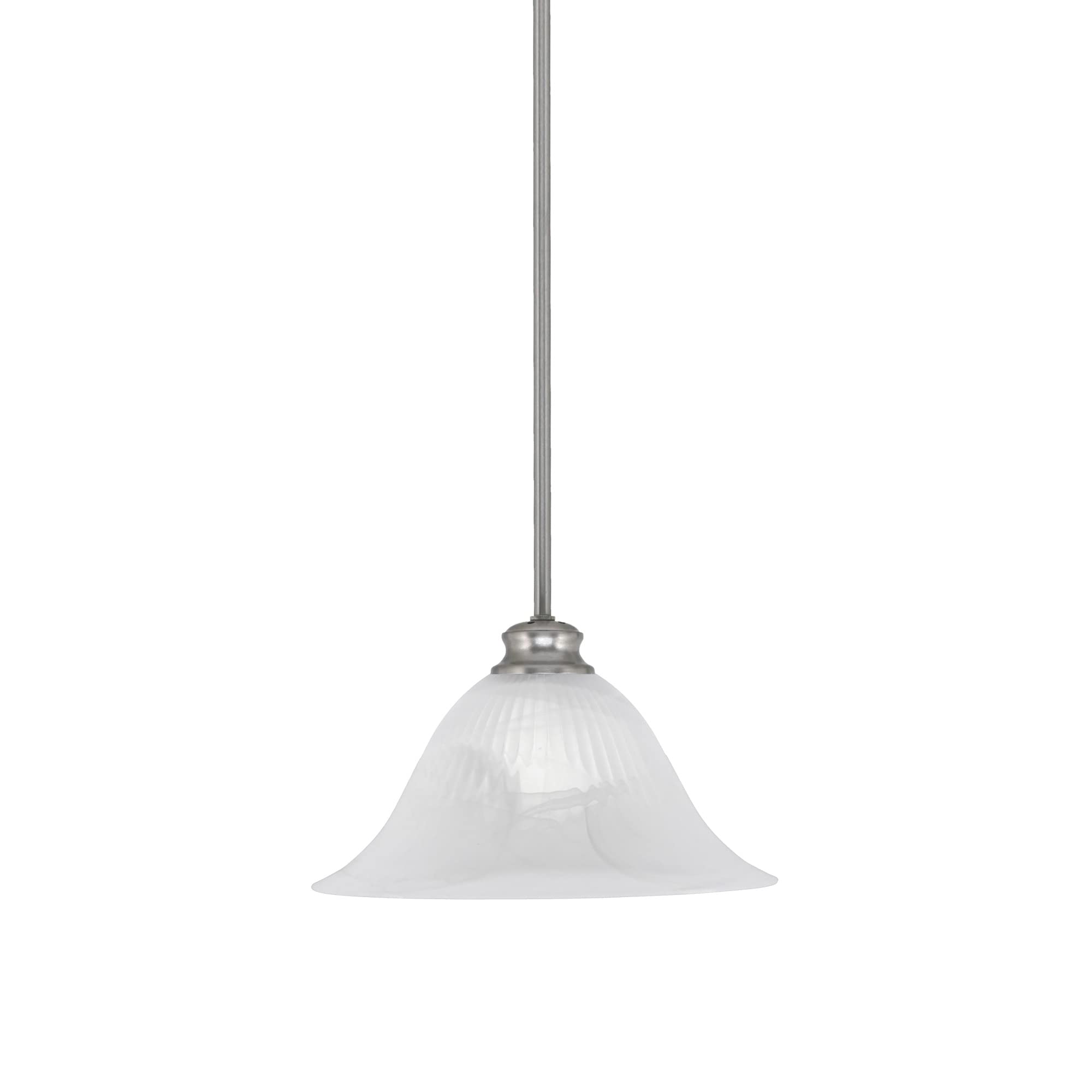 Toltec Lighting Stem Pendant with Hang Straight Swivel Shown in Brushed Nickel Finish with 14&quot; White Alabaster Glass
