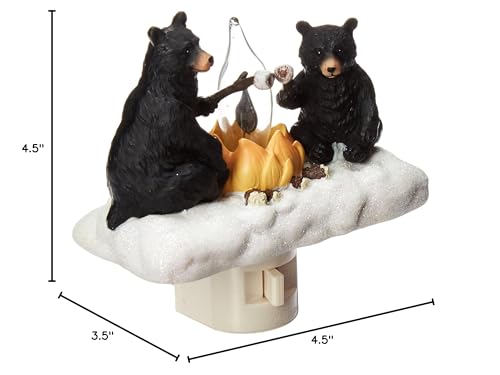 Roman Plug-in Night Light, 2 Bears Roasting Marshmallows, 4.5-Inch, Multicolor, Model 164574, Polyresin