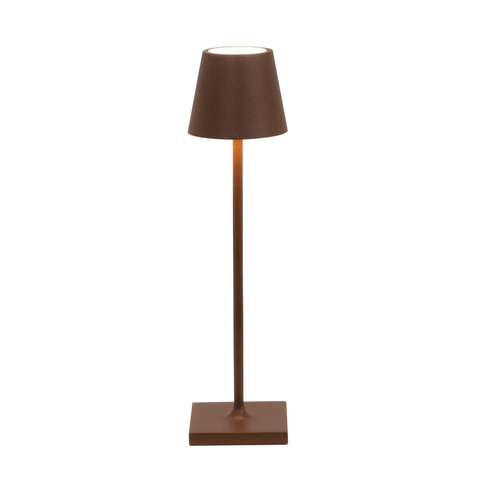 Zafferano Poldina Micro Lamp, Rechargeable Cordless Table Lamp, Rust Color, Aluminum, 10.8 Inches, Model LD0490R3