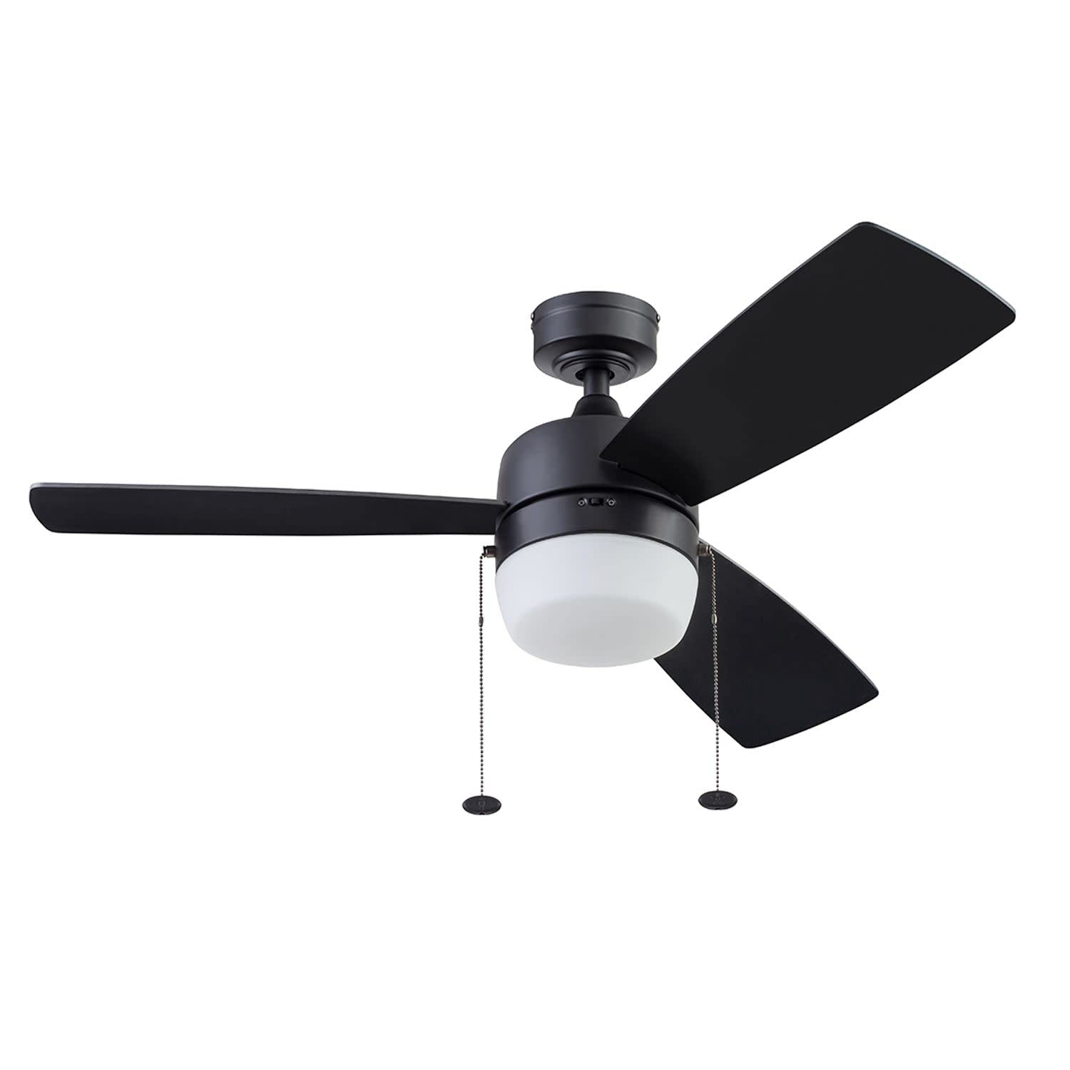 Honeywell Ceiling Fans Barcadero 44 Inch Ceiling Fan with Light, Matte Black, Model 51476-01, Metal, Pull Chain, Indoor Use