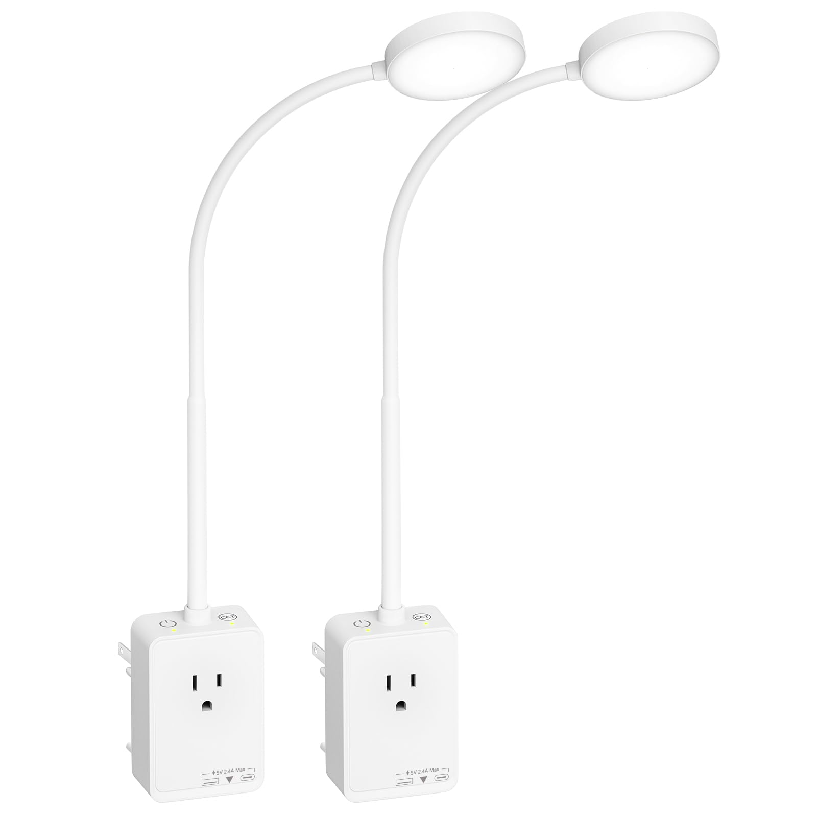 PRINCEWAY Plug in LED Book Reading Lights, 2 Pack LED Wall Sconces Lights with Power Plug Outlet Extender for Reading Working in