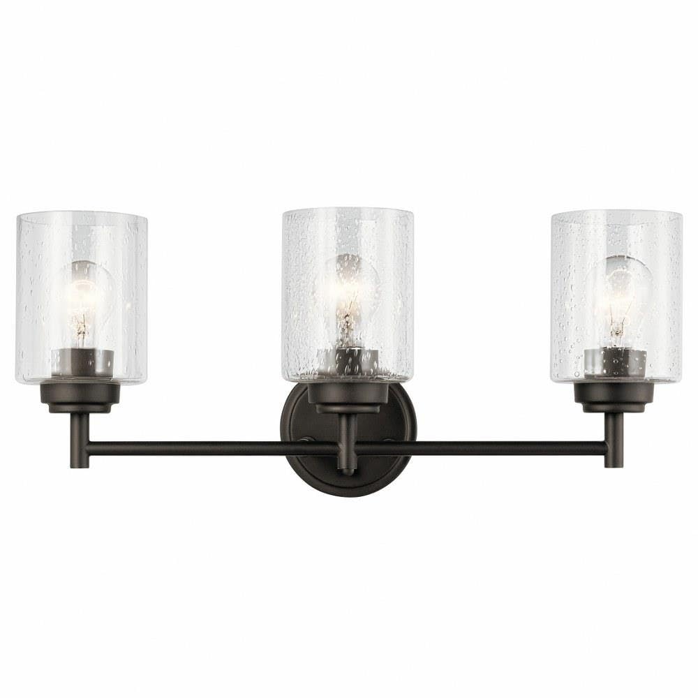 Kichler Winslow 21.5 Vanity Light in Olde Bronze, 3-Light Transitional Bathroom Light with Clear Seeded Glass. (21.5 W x 9.25 H)