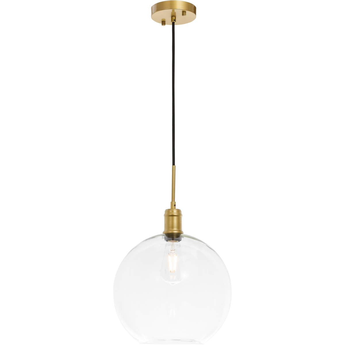 Elegant Lighting Emett 1-Light Brass Pendant With Clear Glass Shade - Modern Metal Fixture