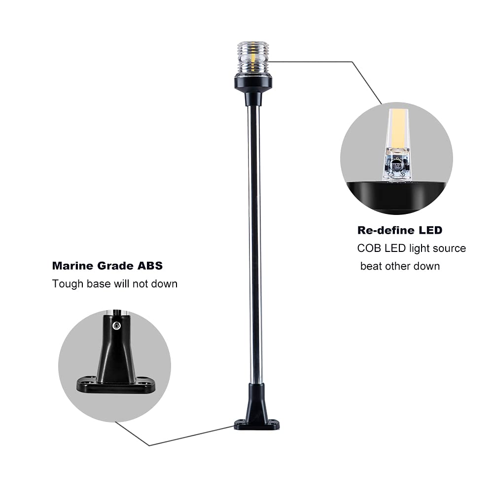 White Led Fold Down Boat Stern Light Boat Anchor Light For Pontoon And Fishing Boat (24'')