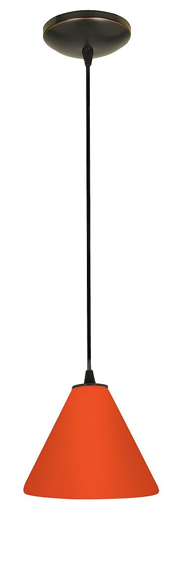 Martini Glass Pendant - Cord - Oil Rubbed Bronze Finish - Red Glass Shade