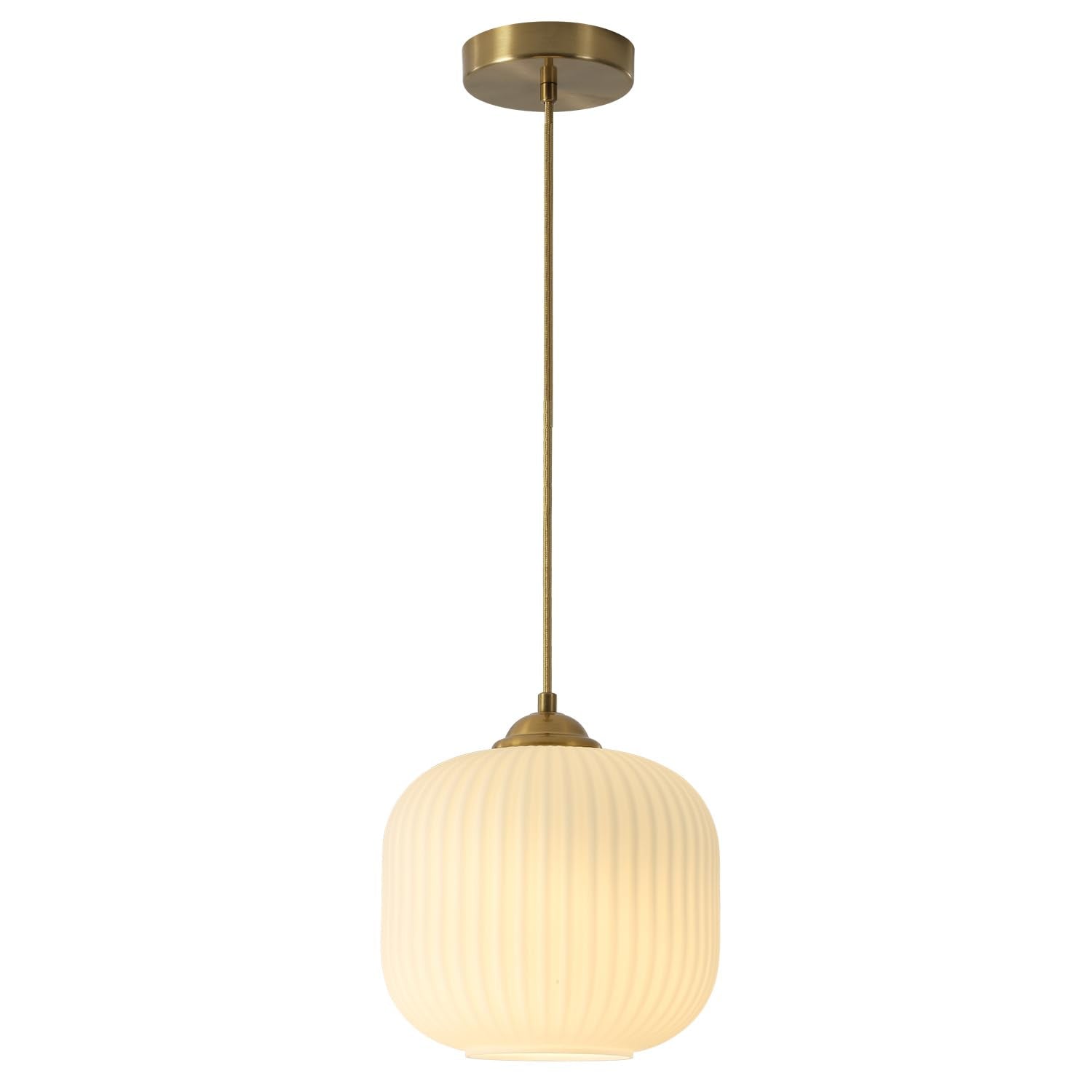 KCO Lighting Modern Gold White Glass Pendant Light Contemporary Brass Metal Kitchen Island Dining Pendant Light Industrial Large