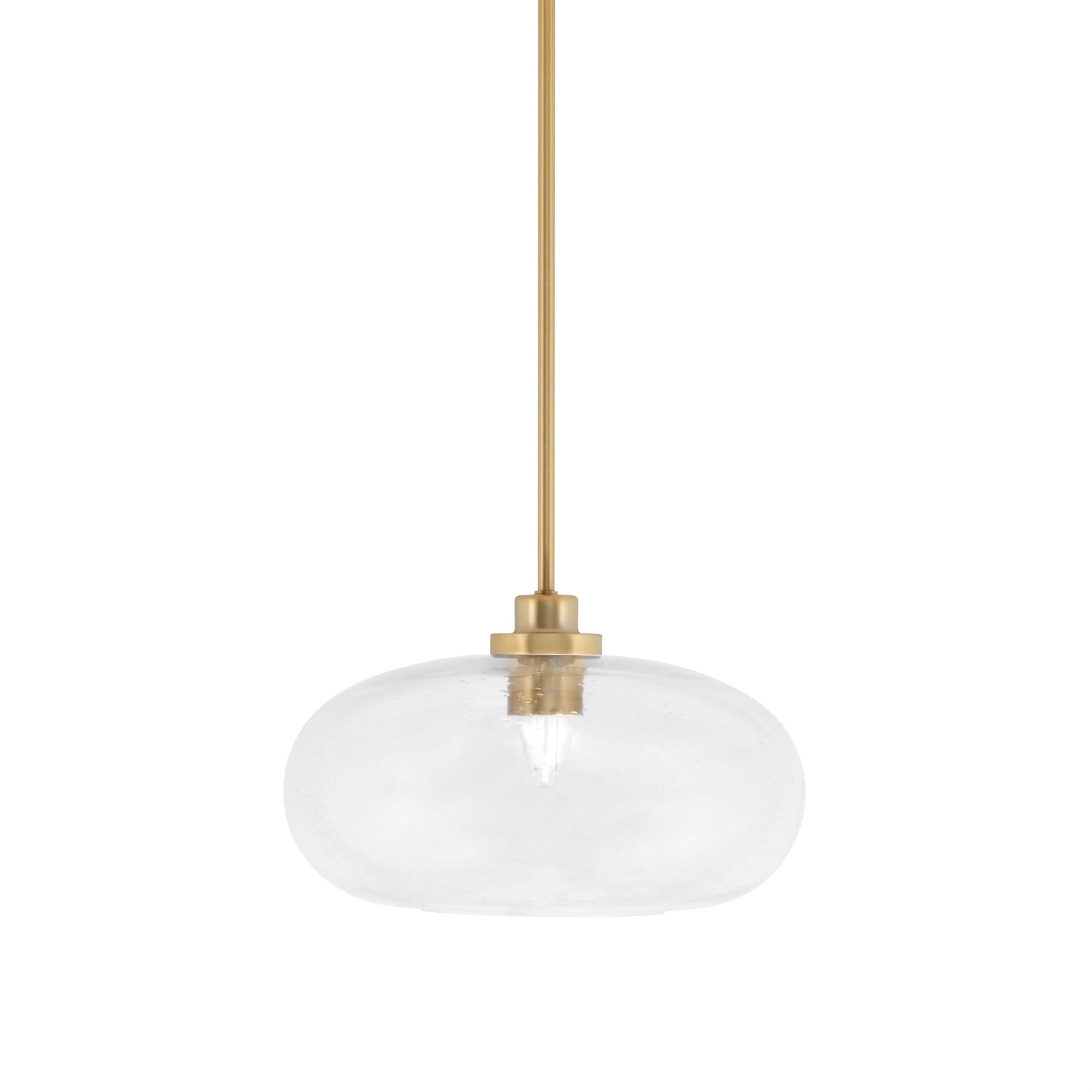 Toltec Lighting Odyssey Mini Pendant, New Age Brass Finish, 13in Clear Bubble Glass