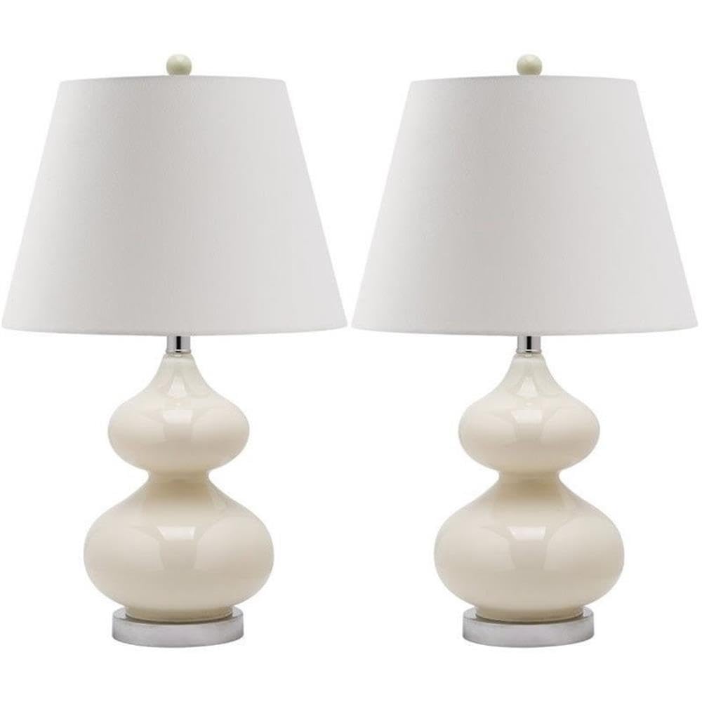 SAFAVIEH Lighting Collection Eva Modern Contemporary Pearl Double Gourd Glass 24-inch Bedroom Living Room Home Office Desk Night