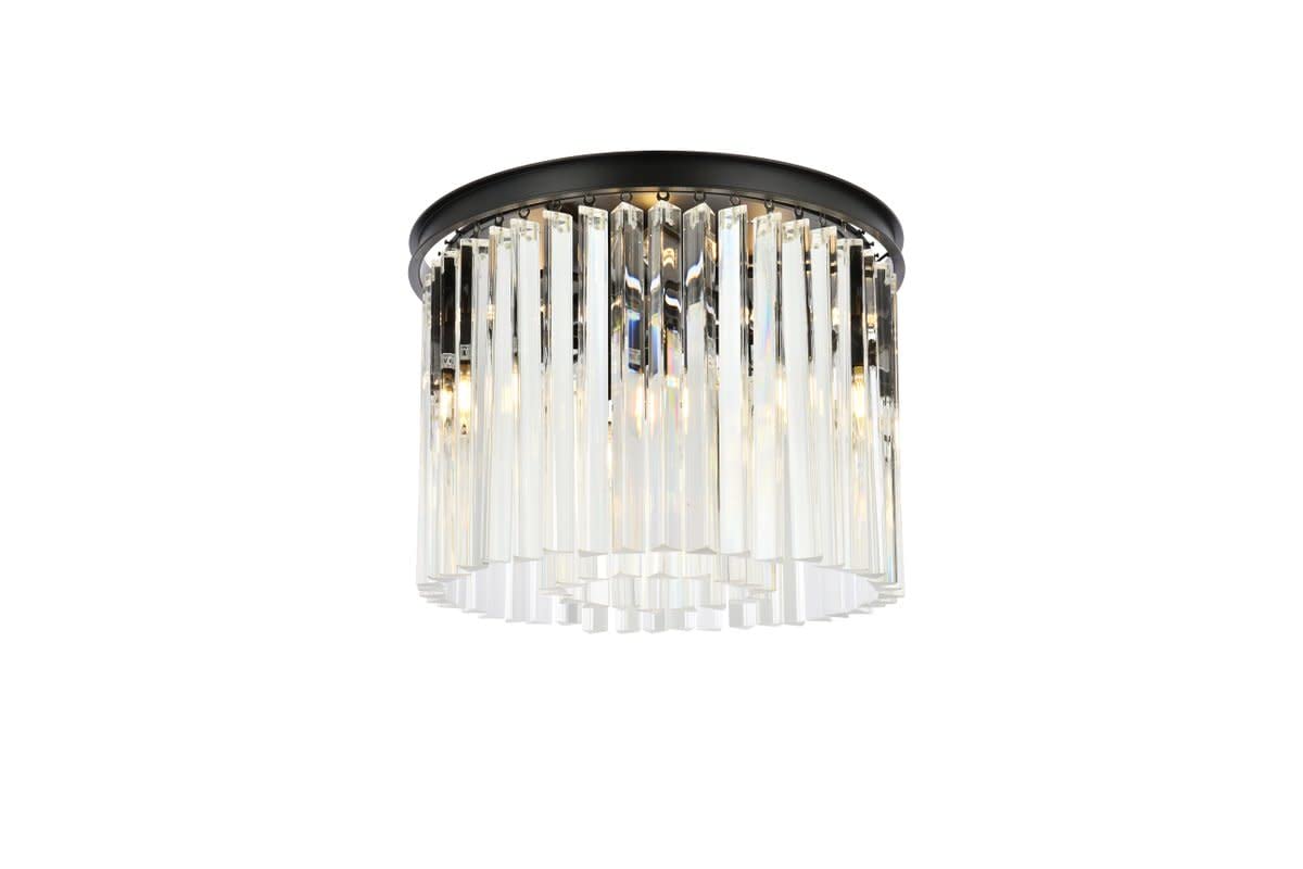 Elegant Lighting Sydney Collection 6-Light Flush Mount, Mocha Brown Finish, Stainless Steel, 20in Size, Royal Cut Crystals, Model 1208F20MB/RC