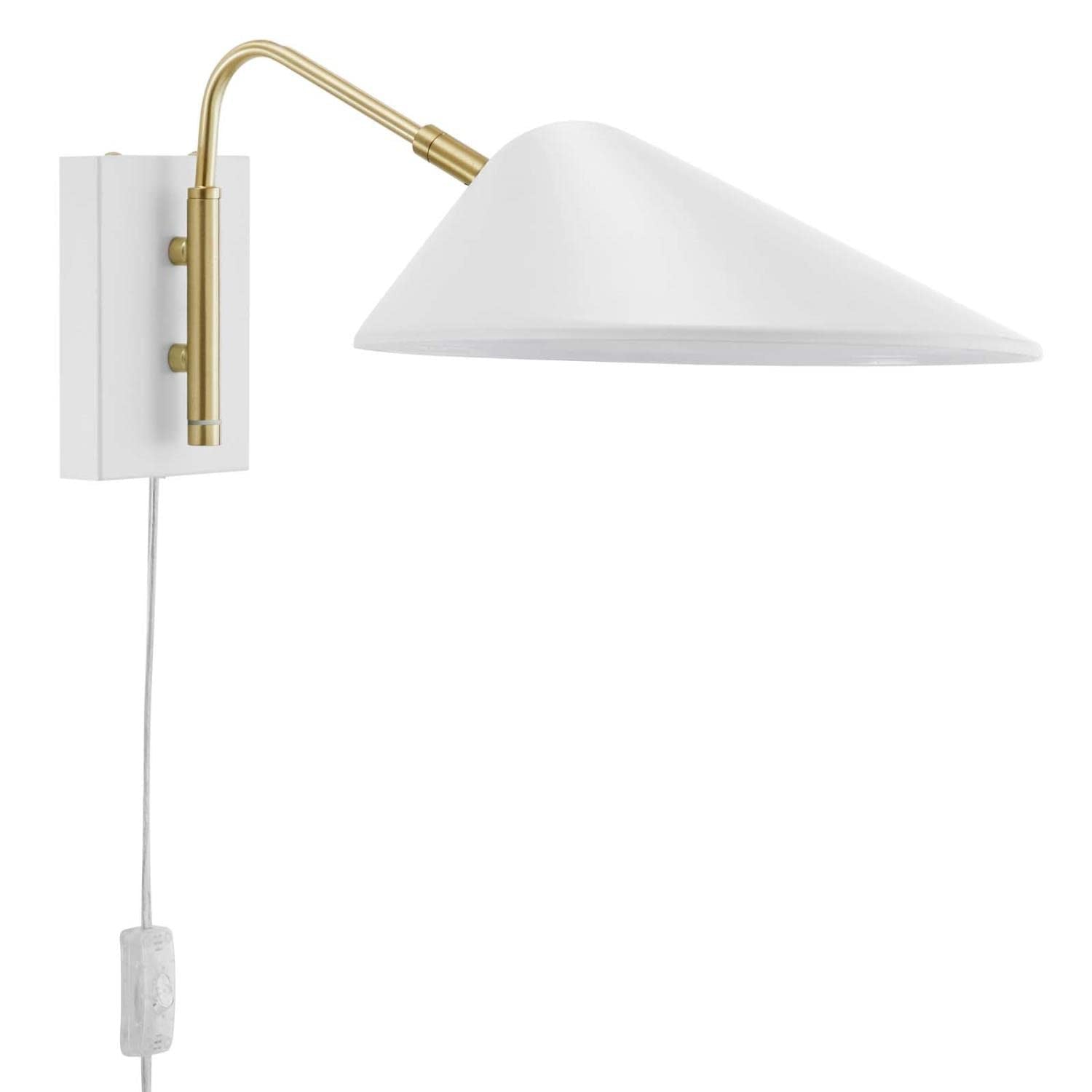Modway Journey 7 1-Light Modern Metal Swing Arm Wall Sconce in White