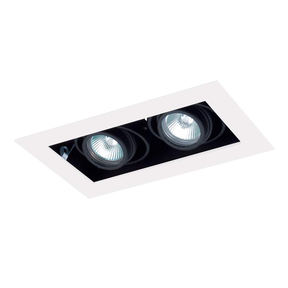 Jesco Lighting MMGMH1639-2EWB Mini Modulinear Directional Lighting for New Construction, Metal Halide 39W MR16 2-Light Linear, Black Interior with White Trim