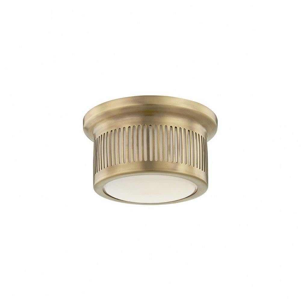 Hudson Valley HUD1440-AGB Contemporary Modern LED Flush Mount Wall-sconces, 3.25x6x6, Brass-Antique