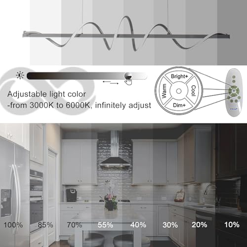 Black Modern Chandelier,Modern Led Pendant Light For Kitchen Island Lighting Dimmable 39.73" Creative Snake-Shaped Twist Design Modern Led Chandelier For Dining Room Over Table