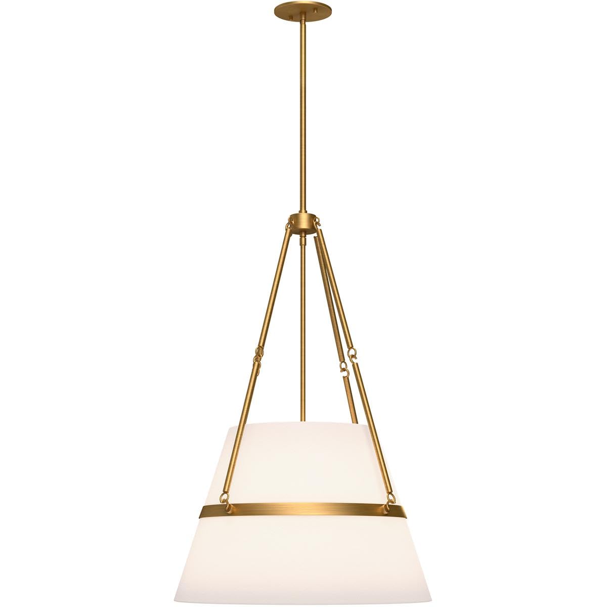 Alora Mood Oliver 18 Pendant Light | Aged Gold Finish | White Linen Shade | Modern Classic Ceiling Light | Made of Steel and Lin
