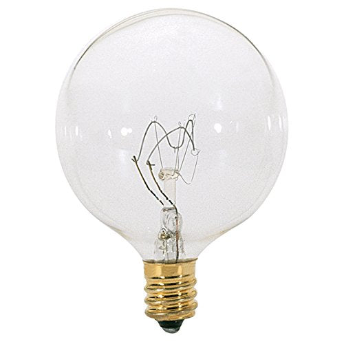 Satco 25W E12 G16 1/2 Incandescent Globe Light Bulb, Clear, 12 Count Pack