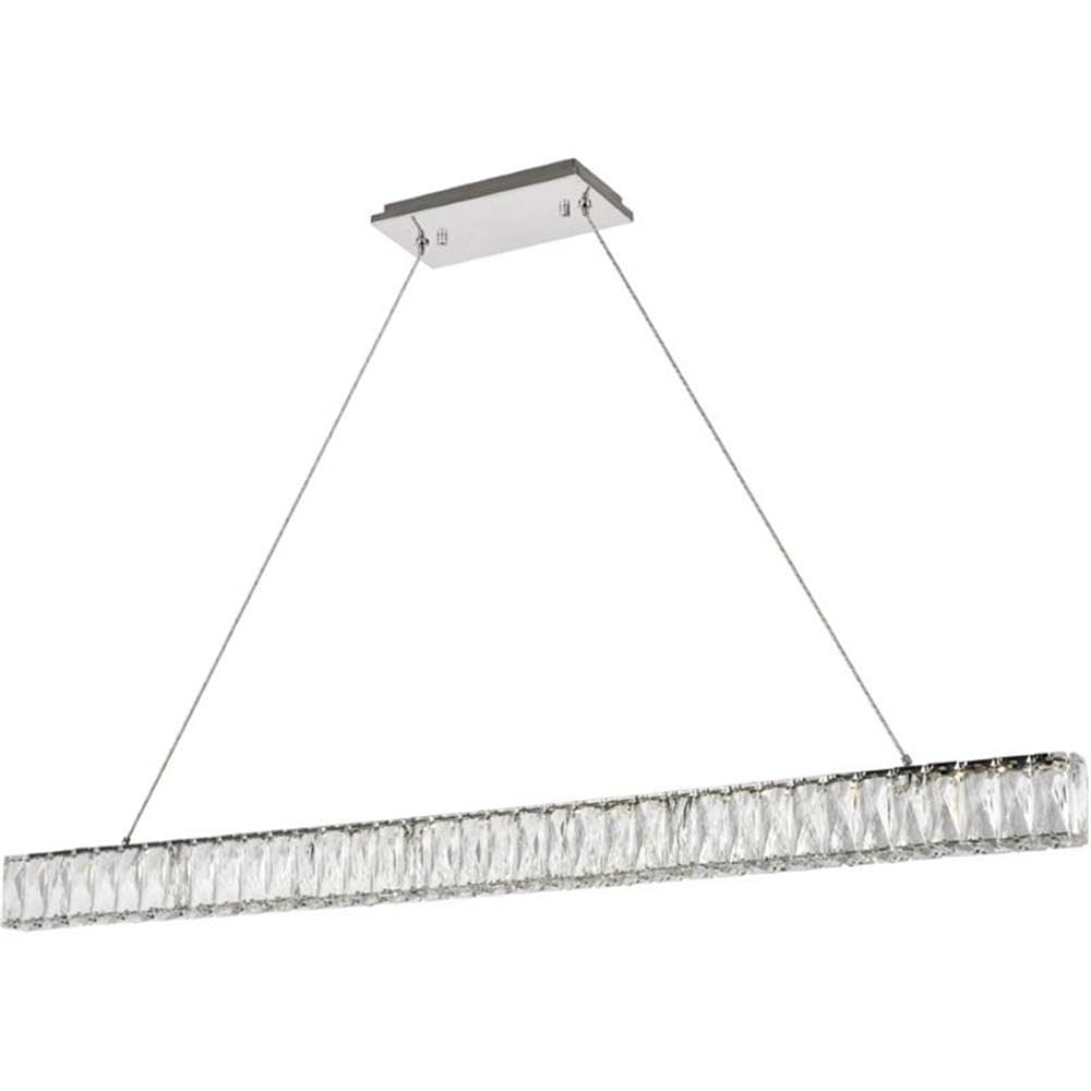 Elegant Decor Indoor Modern Monroe Integrated LED chip Light Chrome Chandelier Clear Royal Cut Crystal - 47.6x1.6x3
