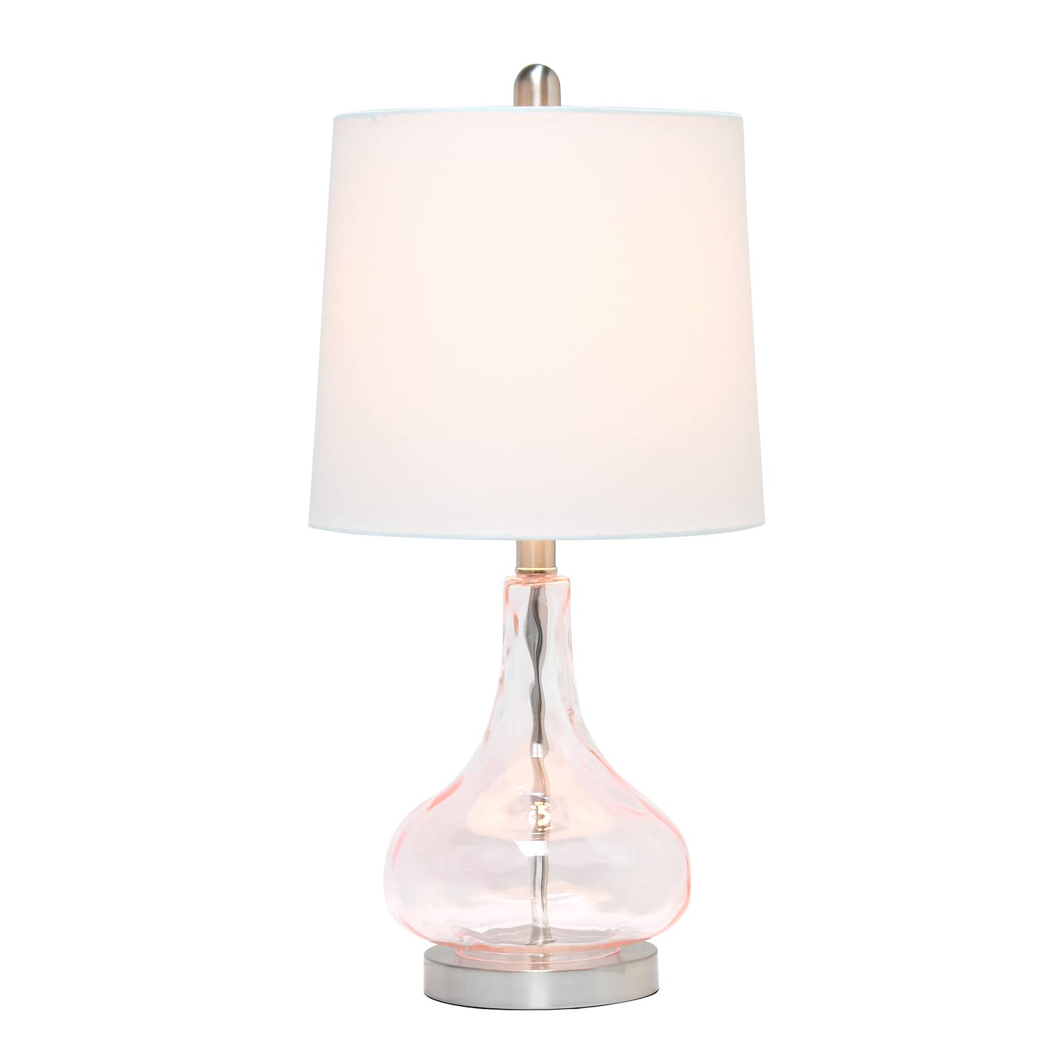 Elegant Designs Modern Bedside Table Lamp, 23.25in Pink Rose Quartz, Fabric Shade, Model LT3326-RQT, 11inL x 11inW