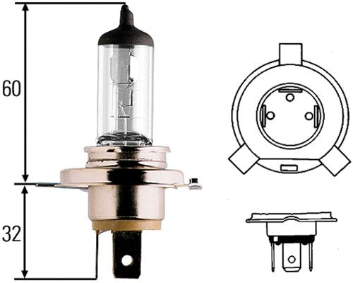 HELLA 9003 Standard Halogen Bulb, 12 V, 60/55W, Clear, Standard - 60/55W