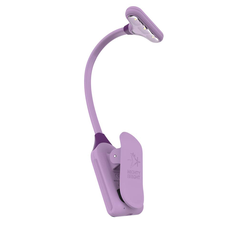 Mighty Bright NuFlex Rechargeable Book Light, 35 Lumens, 3 Brightness Levels, 24 Hours Battery Life, Lavender, Model 47810