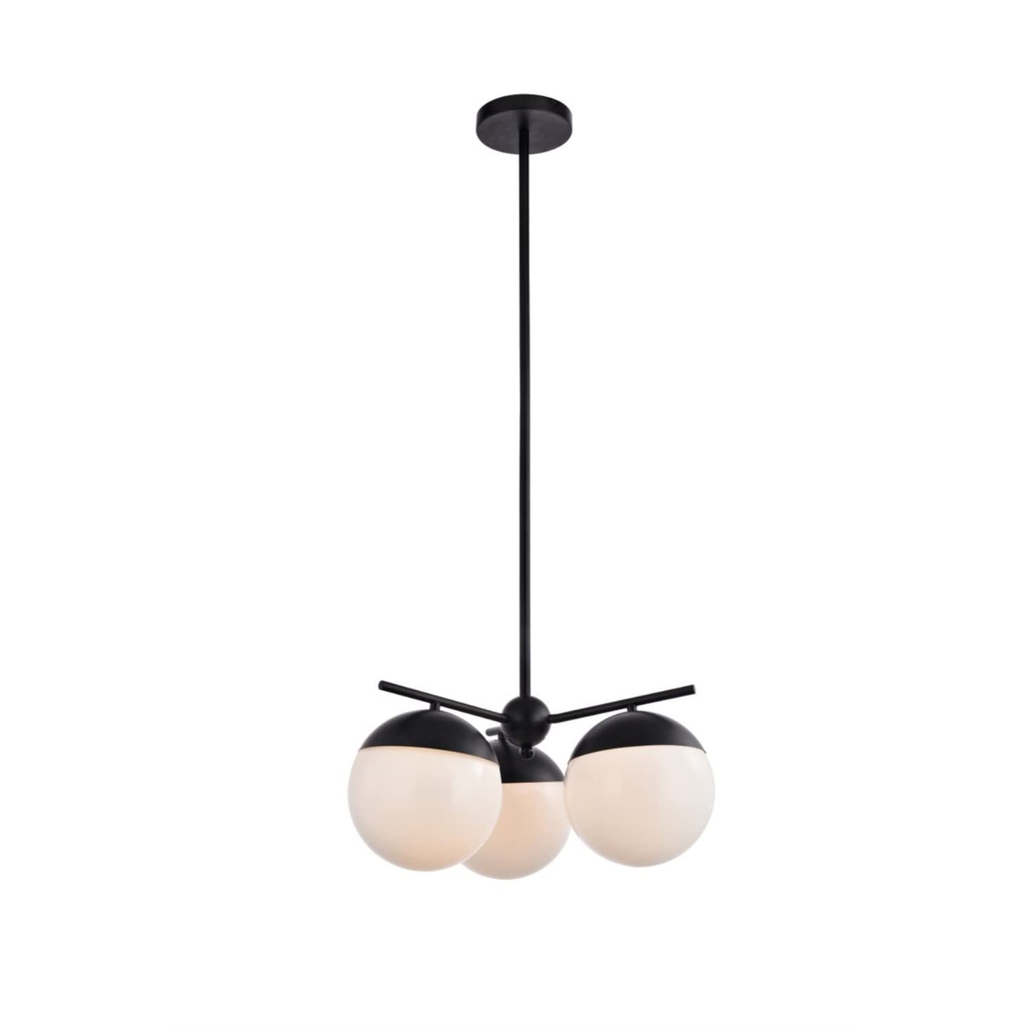 Living District Indoor Modern Home Decorative Bright Ceiling Eclipse 3 Lights Black Pendant with Frosted White Glass