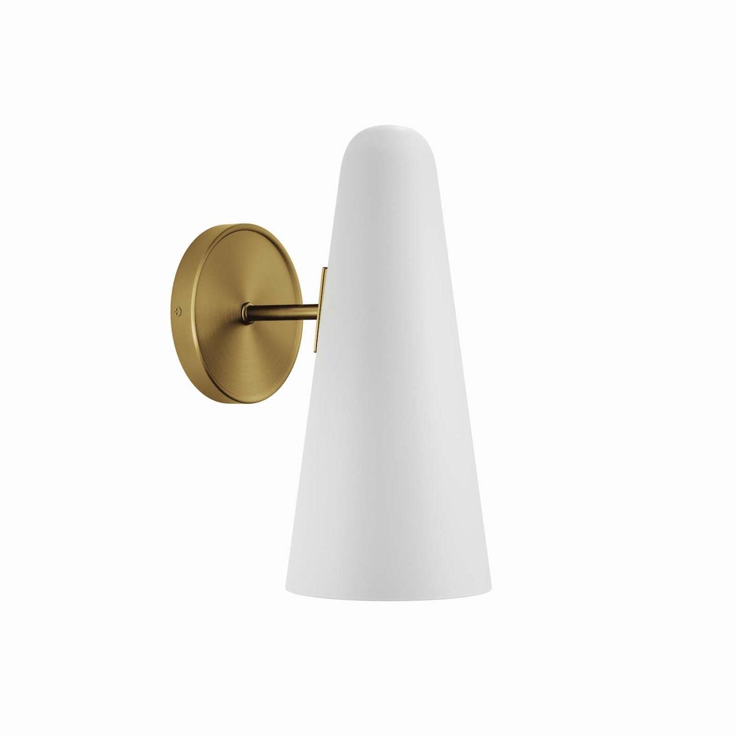 Modway Beacon 1-Light Wall Sconce in Opal Satin Brass,Brown, 7.5 x 5 x 11.5