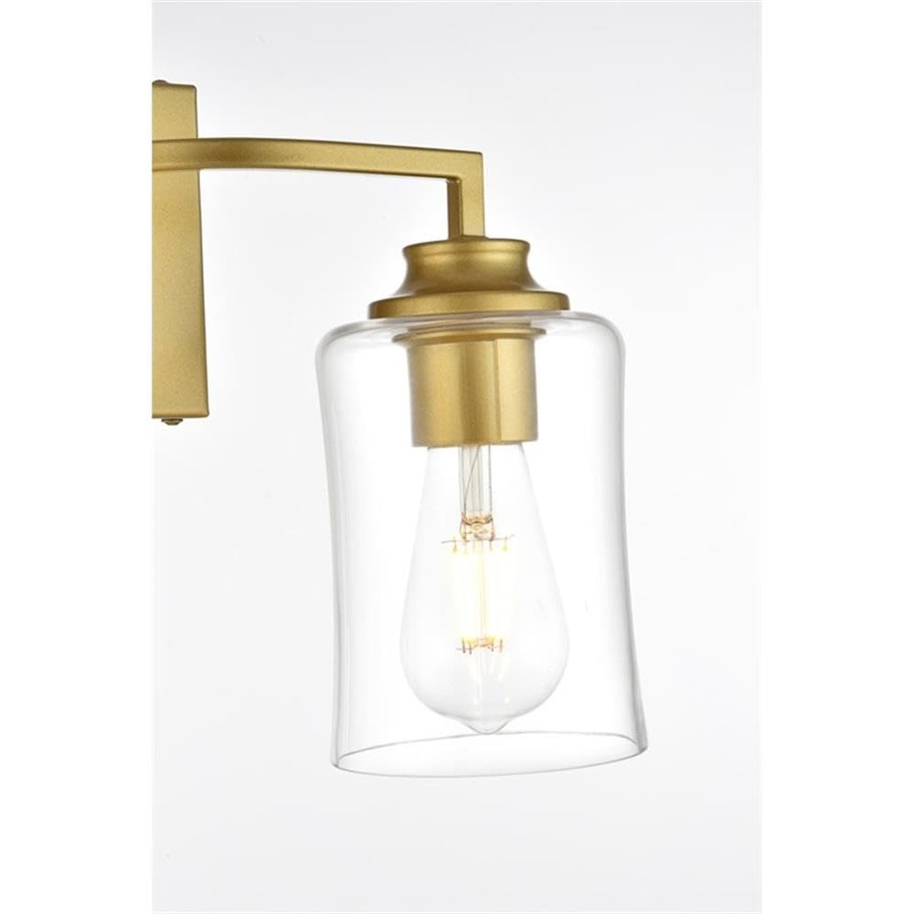 Living District Ronnie 2-Light Iron & Glass Bath Sconce in Brass/Clear