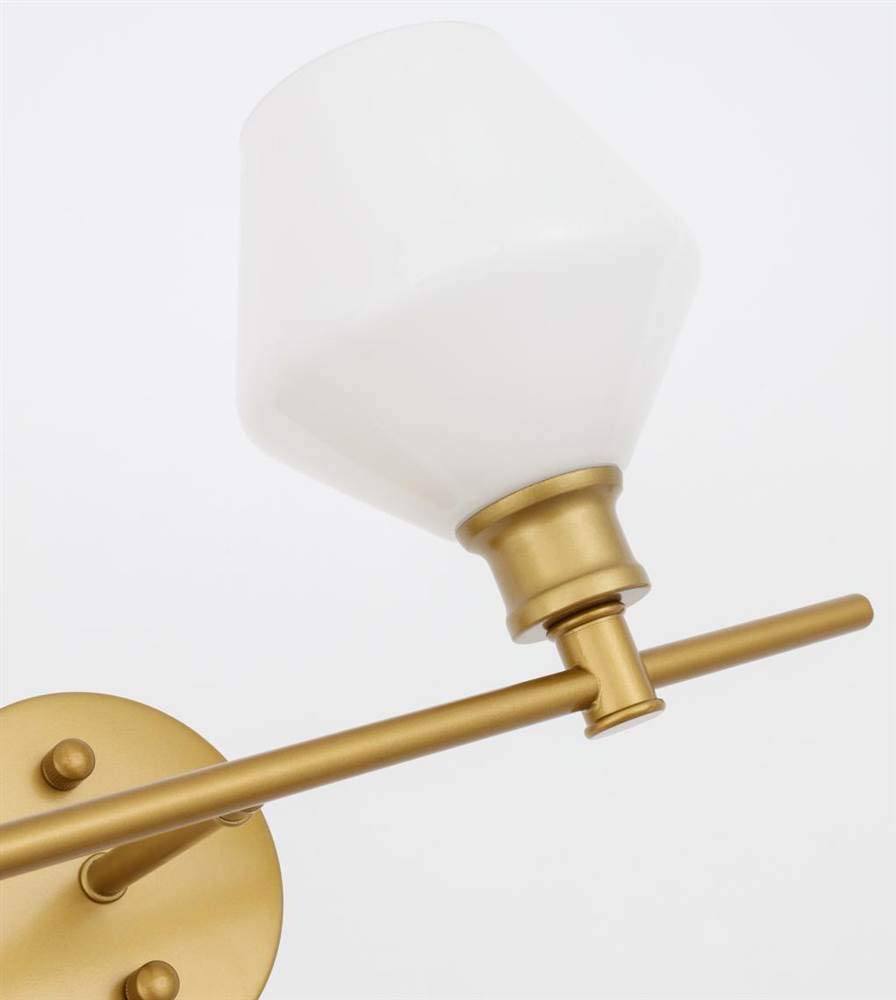Living District Gene 2-Light Metal Wall Sconce in Brass and Frosted White