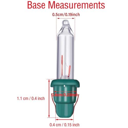 Mudder 50 Pcs Replacement Mini Light Bulbs Christmas Tree 2.5 V Incandescent Glass String Light Bulbs With Base Indoor Outdoor Xmas Decoration, 0.17 Ampere, 0.425 Watt (Clear,Green)