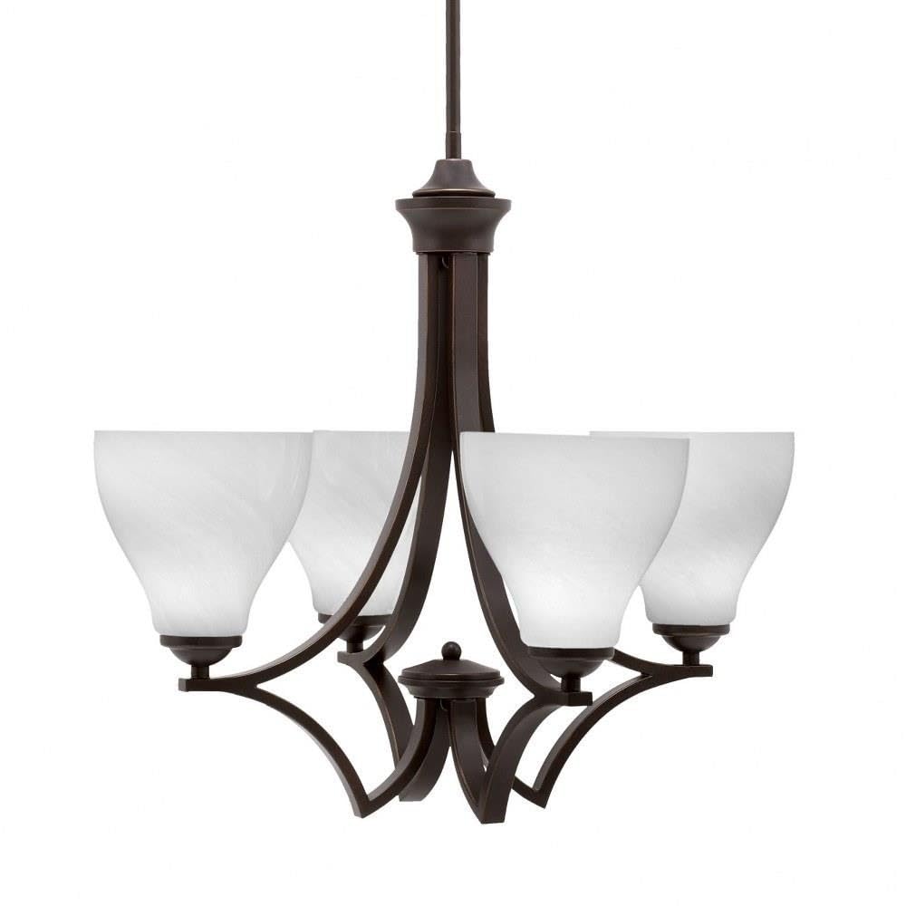 Toltec Lighting 564-Dg-4761 Zilo - 4 Light Uplight Chandelier-19.75 Inches Tall And 21.25 Inches Wide, Finish Color: Dark Granite, Glass Color: White Marble